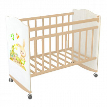 Кровать детская "My Dream" (фигурн.спин., колесо-качалка, опуск.планка), ЛДСП, массив березы (натура