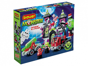 игрушка 824 Набор большой дом с привидениями, пушкой, машиной, 3-мя охотниками "Monster blocks"