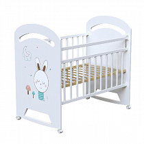 Кровать детская Lucy (фигур.спин., колесо-качалка) (белый)