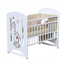 Кровать детская DINO (фигур.спин., колесо-качалка ) (белый)