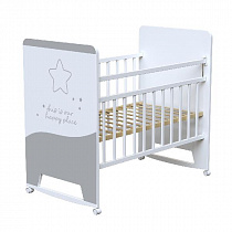 Кровать детская Cosmic (фигур.спин., колесо-качалка) (белый)