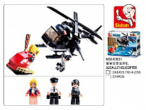 Конструктор пластиковый. SLUBAN Полиция. Вертолет спецназа (221 деталь, 3 фигурки) Арт. M38-B0651