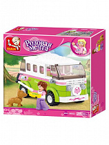 Конструктор пластик.SLUBAN.Розовая мечта.Микроавтобус для путешествий (158 дет., 2 фигур.) M38-B0523