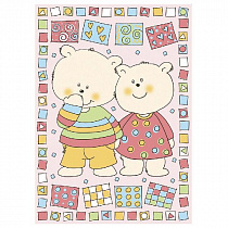 Одеяло байковое, 100% х/б, оверлок, 100х140 "Два медведя" (розовый арт.D321511/12RO)