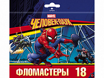 Фломастеры "VK" 18 цв.-Marvel-Человек паук- в карт.короб. с европодвесом
