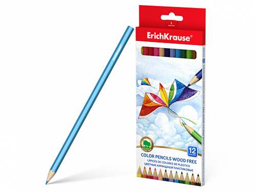 Пластиковые цветные карандаши шестигранные ErichKrause® 12 цветов 53357
