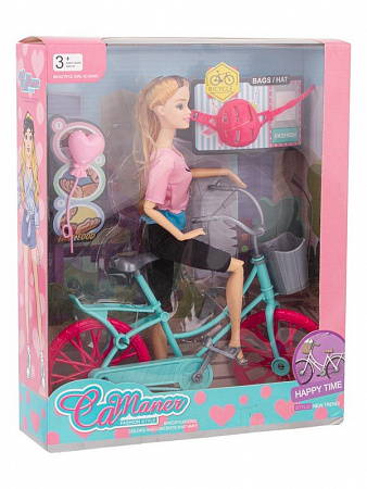 Кукла на велосипеде, в ассорт. в/к 33*27*8 см.