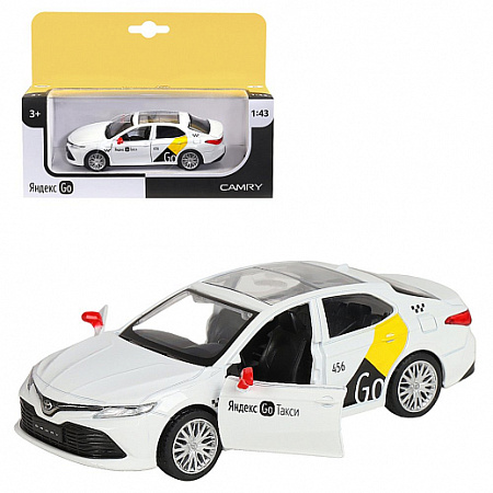 Яндекс GO машинка металлическая 1:43 Toyota Camry, цвет белый, инерция, откр. двери, 17,5*12,5*6,5 с