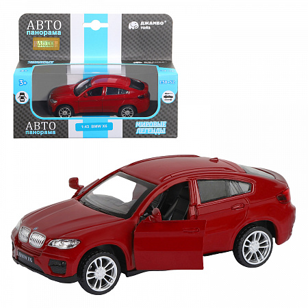 ТМ "Автопанорама"  Машинка металл. 1:43 BMW X6, красный, инерция, откр. двери, в/к 17,5*12,5*6,5 см