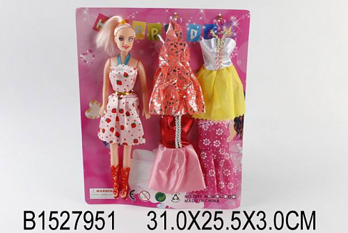 Кукла с набором одежды, на блист. 31*25,5*3 см.