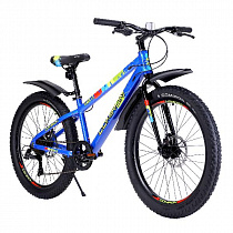 Велосипед 24"x3.0 рама 13" 21sp GT2407 B COMIRON FLASH, полуфэт, жёсткая вилка, синий микс (10511010