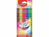 Цветные карандаши декорированные, пластиковые, 12 цветов, в картонной коробке MINI CUTE 862201