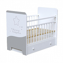 Кровать детская Cosmic (фигур.спин., маятник, ящик) (белый)