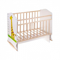 Кровать детская "Морозко" (фигур.спин., колесо-качалка с маятником) (бежевый-сл.кость Жираф)