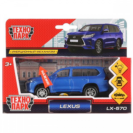 283495 Машина металл свет-звук LEXUS LX-570 дл.12 см, двери, инерц, синий, кор.Технопарк в к.2*36шт