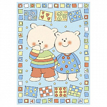 Одеяло байковое, 100% х/б, оверлок, 100х140 "Два медведя" (голубой арт.D321511/12BL)