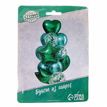 Букет из шаров "Хром", фольга, латекс, с конфетти, набор 14 шт, цвет зеленый   4404644