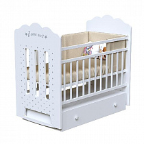 Кровать детская BONNE (фигур.спин., маятник, ящик) (белый)